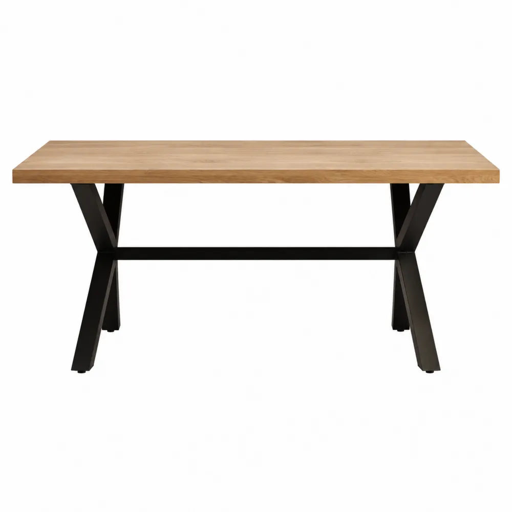 Tavolo da pranzo in legno ingegnerizzato e metallo piano rovere 160x80x75 cm colore rovere e nero
