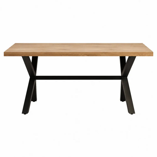 Tavolo da pranzo in legno ingegnerizzato e metallo piano rovere 160x80x75 cm colore rovere e nero
