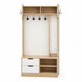 Mobili per ingresso appendiabiti e scarpiera in MDF effetto rovere chiaro con cassetti e ganci struttura 180 cm 100 cm 35 cm