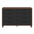 Cassettiera rettangolare con 8 cassetti in MDF nero e noce marrone 120 x 40 x 78 cm
